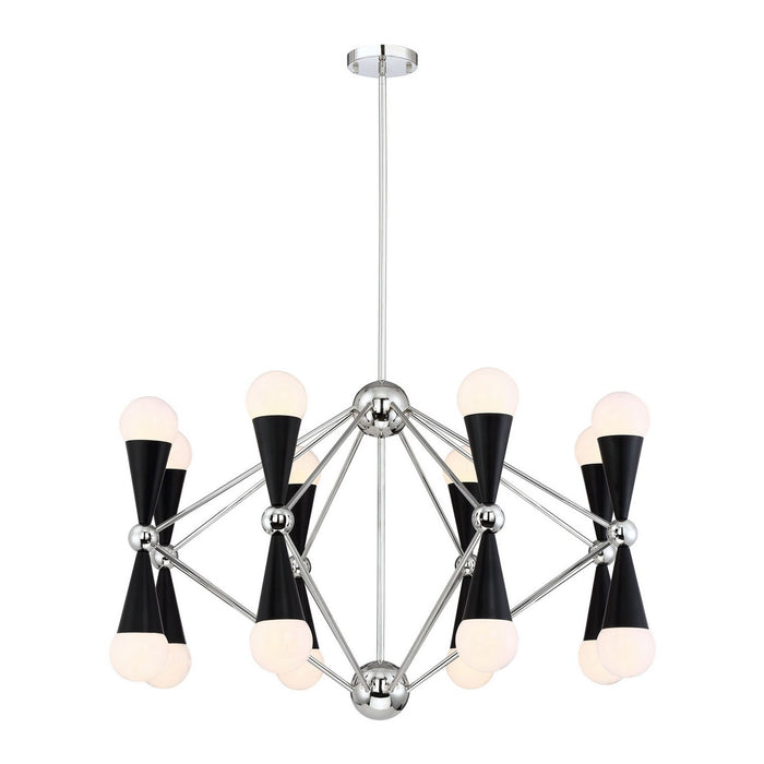 Zeev Lighting CD10221-16-PN+MBK 16 Light Chandelier, Polished Nickel