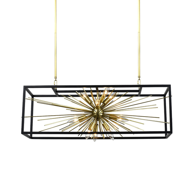 Zeev Lighting CD10489-10-AGB+MBK Ten Light Chandelier, Aged Brass