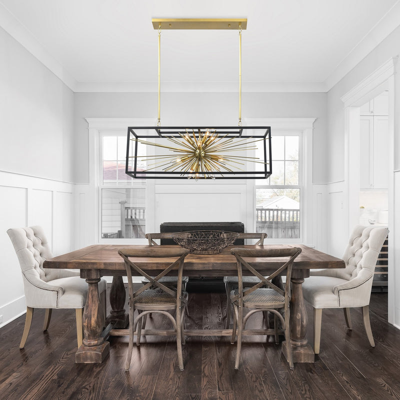 Zeev Lighting CD10489-10-AGB+MBK Ten Light Chandelier, Aged Brass