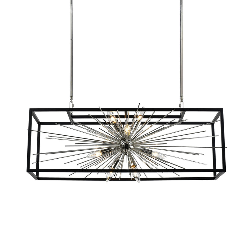 Zeev Lighting CD10490-10-PN+MBK Ten Light Chandelier, Polished Nickel