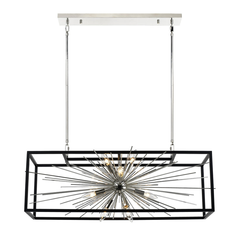 Zeev Lighting CD10490-10-PN+MBK Ten Light Chandelier, Polished Nickel