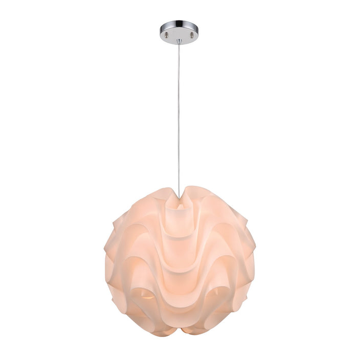 Zeev Lighting P30024L-1-CH-WH One Light Pendant, Chrome