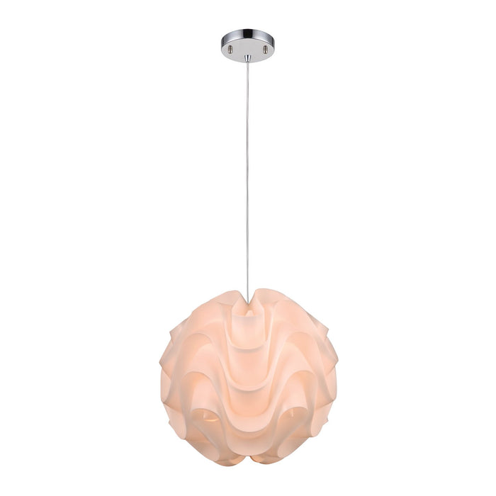 Zeev Lighting P30025M-1-CH-WH One Light Pendant, Chrome
