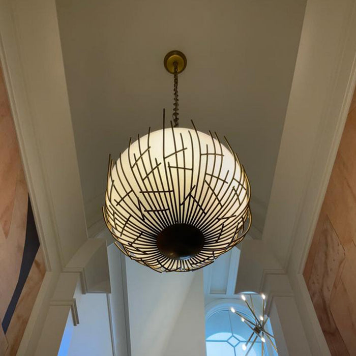 Zeev Lighting P30061-5-AGB Five Light Pendant, Aged Brass