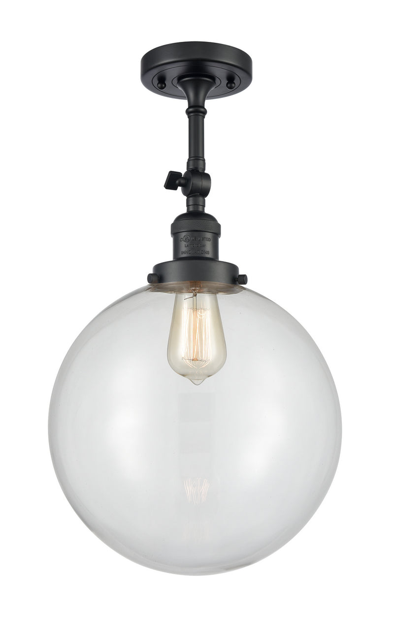 Innovations 201F-BK-G202-12 One Light Semi-Flush Mount, Matte Black