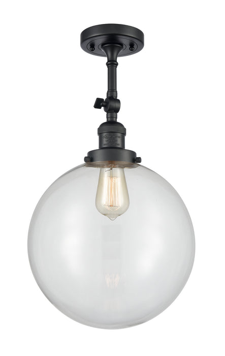 Innovations 201F-BK-G202-12 One Light Semi-Flush Mount, Matte Black