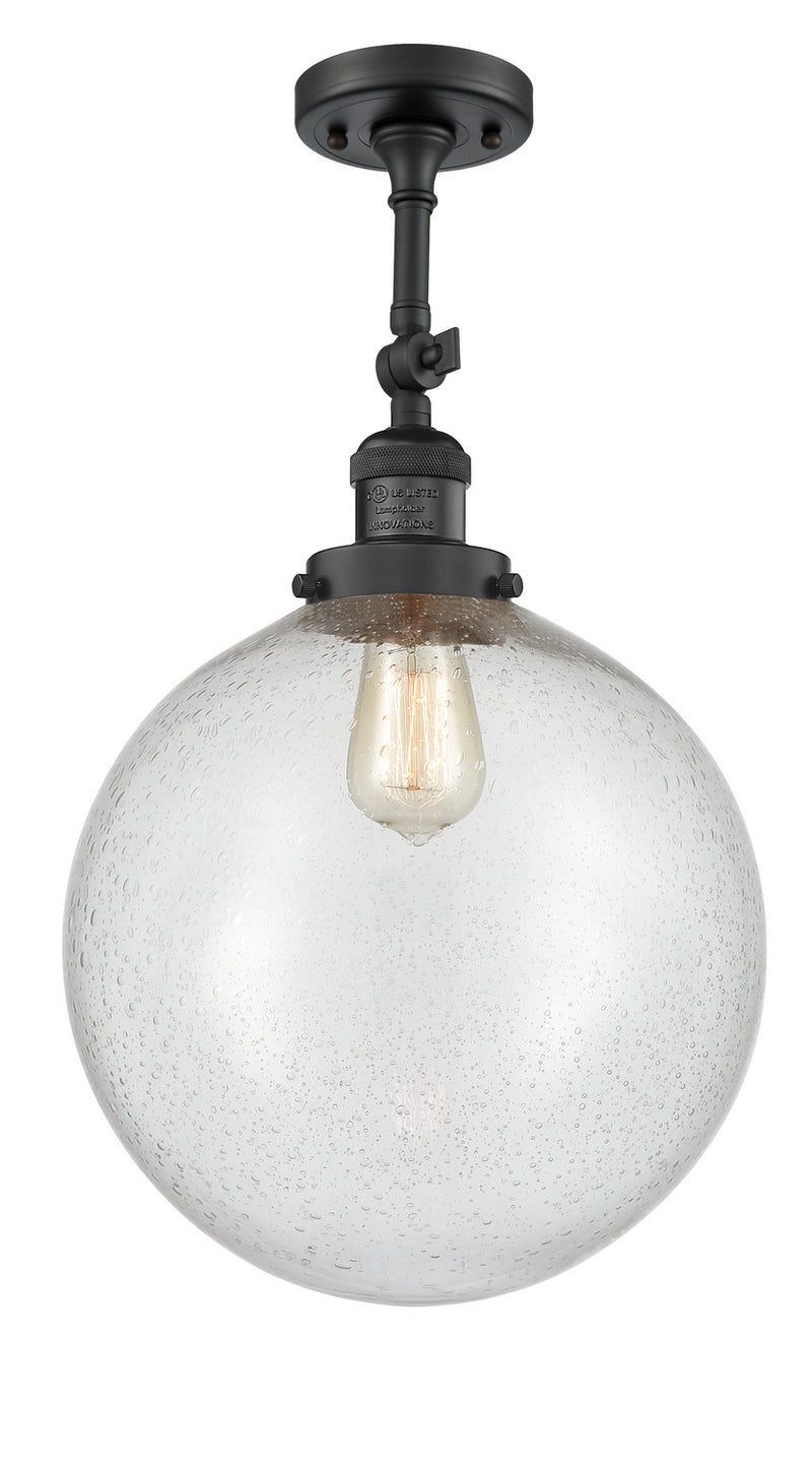 Innovations 201F-BK-G204-12 One Light Semi-Flush Mount, Matte Black