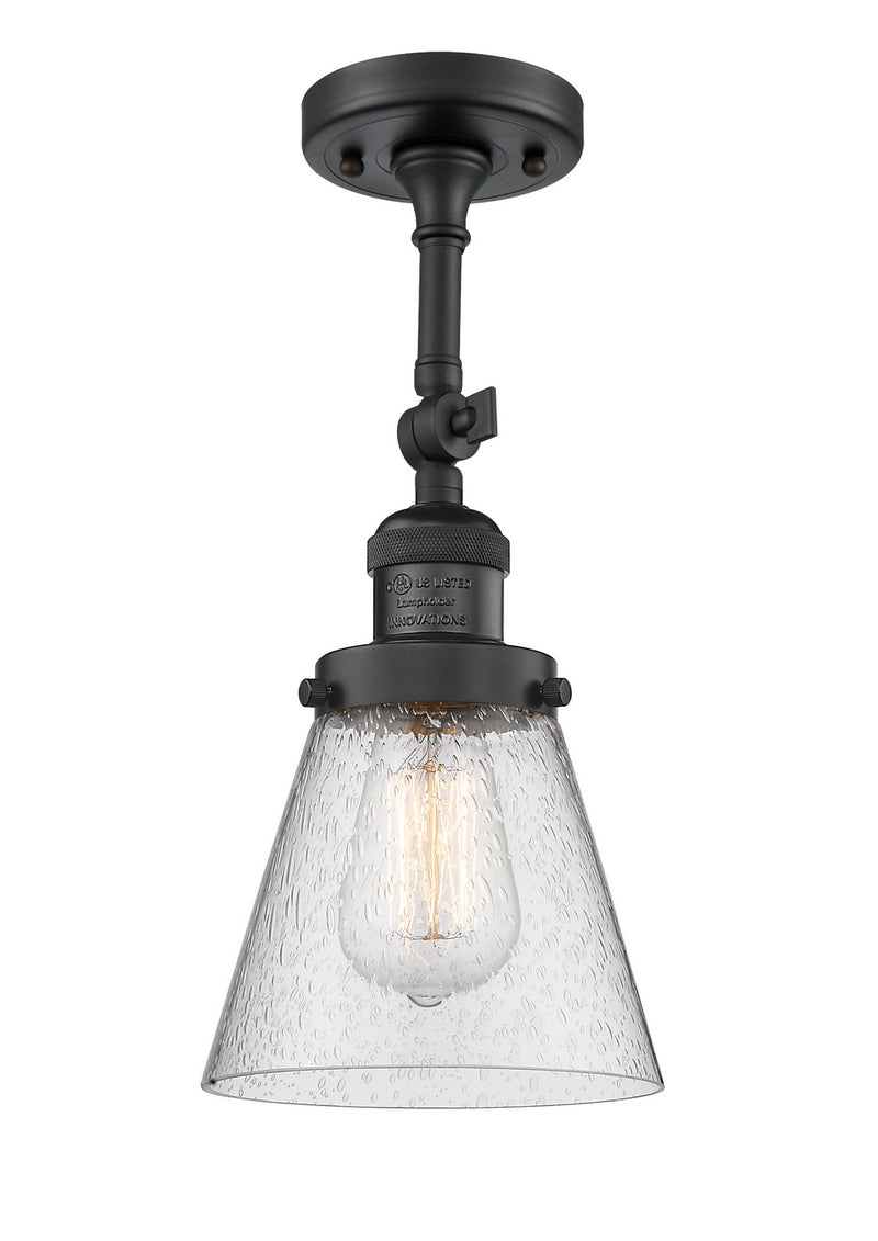 Innovations 201F-BK-G64 One Light Semi-Flush Mount, Matte Black