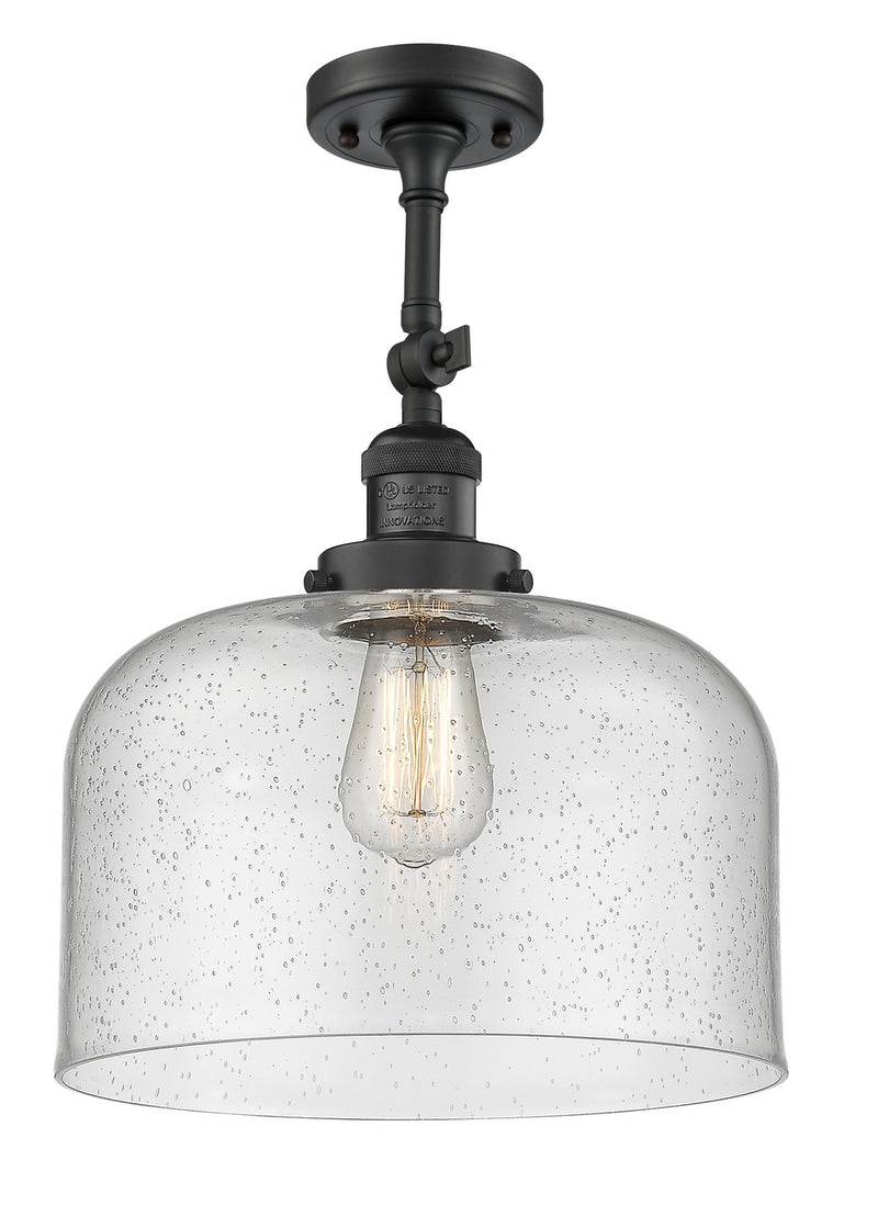 Innovations 201F-BK-G74-L One Light Semi-Flush Mount, Matte Black