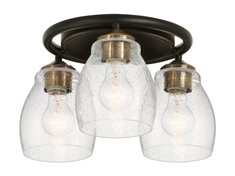 Minka-Lavery 2438-878 Three Light Semi Flush Mount, Coal And Stained Brass