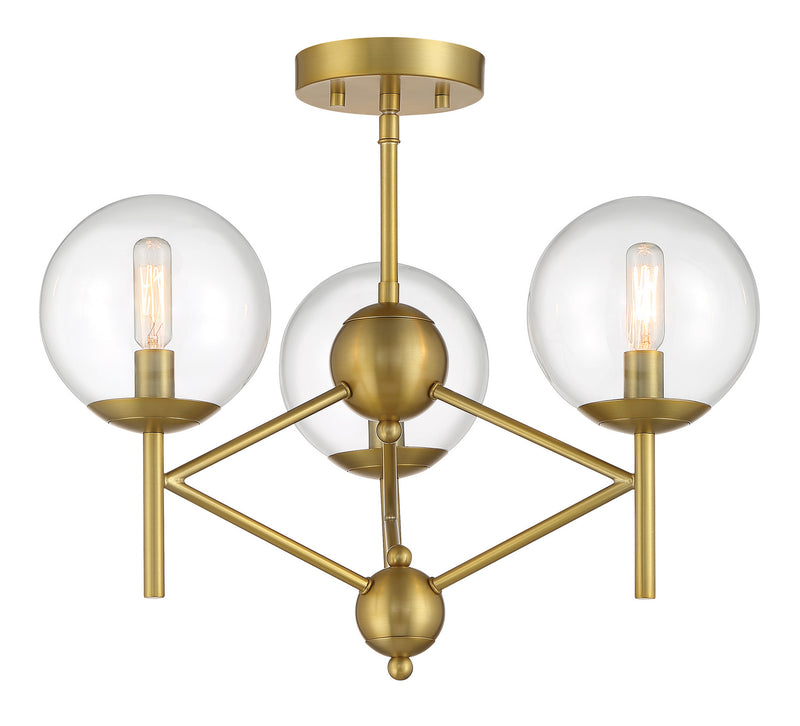 Minka-Lavery 2799-695 Three Light Semi Flush Mount, Soft Brass