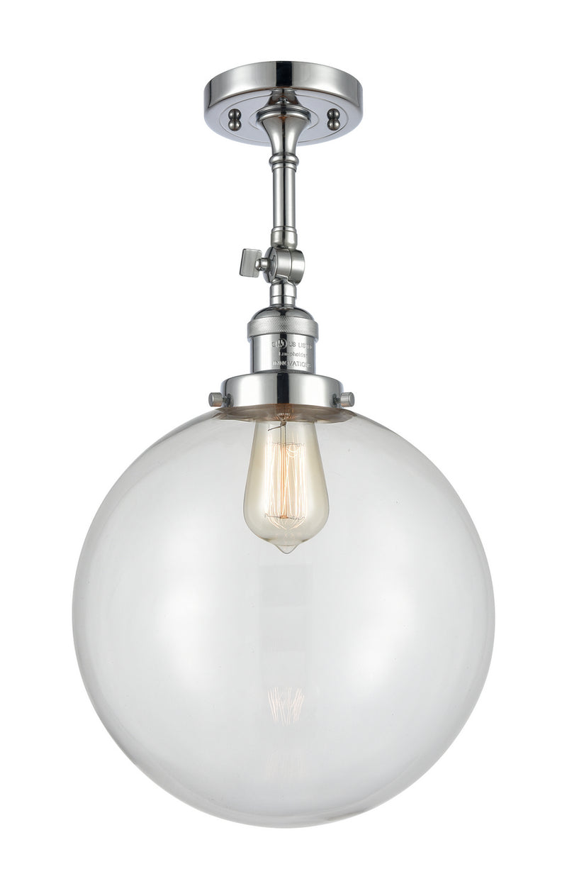 Innovations 201F-PC-G202-12 One Light Semi-Flush Mount, Polished Chrome