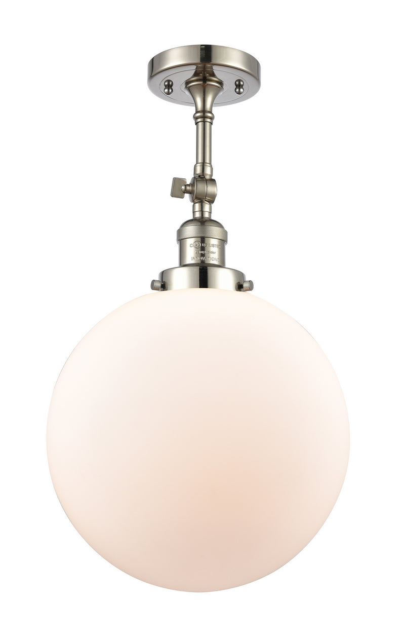 Innovations 201F-PN-G201-12 One Light Semi-Flush Mount, Polished Nickel