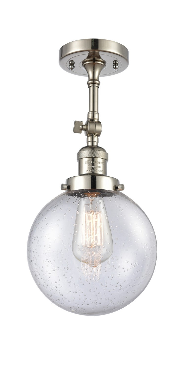 Innovations 201F-PN-G204-8 One Light Semi-Flush Mount, Polished Nickel