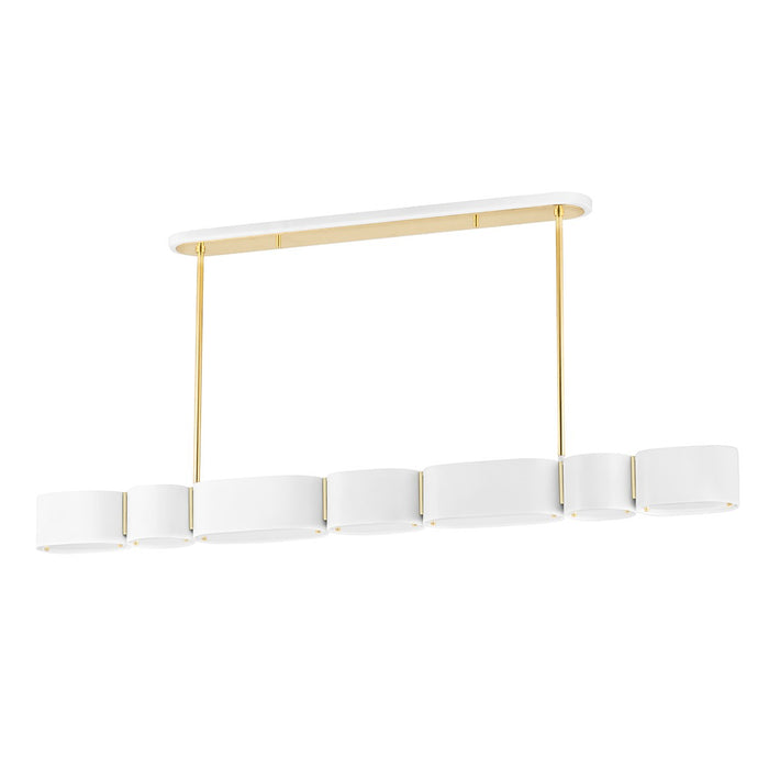 Corbett Lighting 393-54-SWH/VB Seven Light Linear, Soft White/Vintage Brass