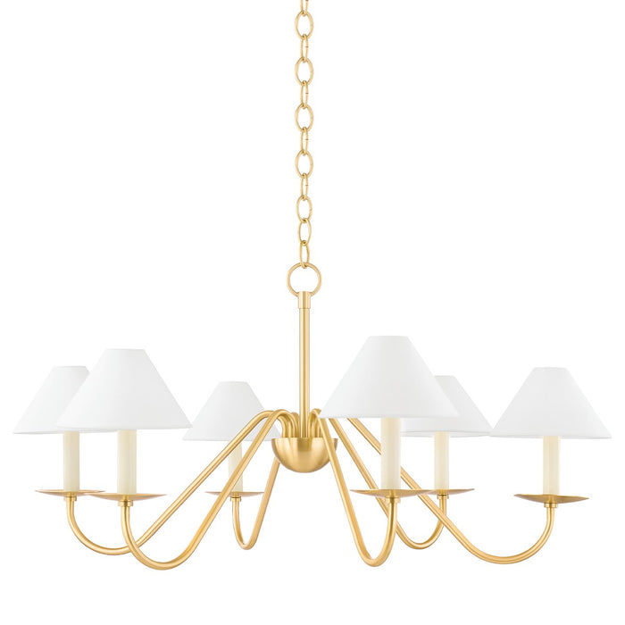 Mitzi H464806-AGB Six Light Chandelier, Aged Brass