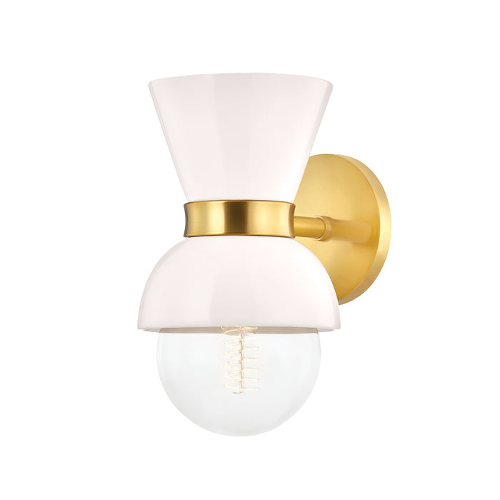 Mitzi H469101-AGB/CCR One Light Wall Sconce, Aged Brass/Ceramic Gloss Cream