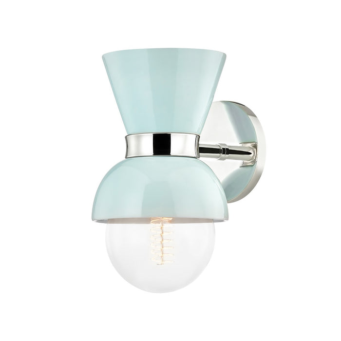 Mitzi H469101-PN/CRB One Light Wall Sconce, Polished Nickel/Ceramic Gloss Robins Egg Blue