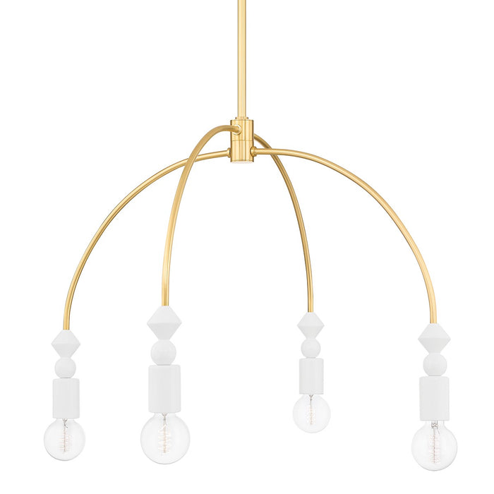 Mitzi H471804-AGB Four Light Chandelier, Aged Brass