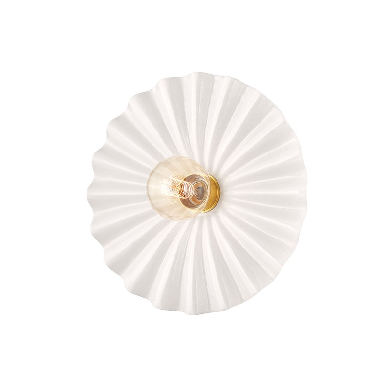 Mitzi H499101-AGB/CCR One Light Flush Mount, Aged Brass/Ceramic Gloss Cream