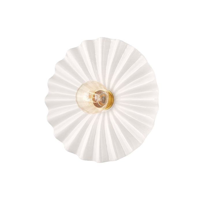 Mitzi H499101-AGB/CCR One Light Flush Mount, Aged Brass/Ceramic Gloss Cream