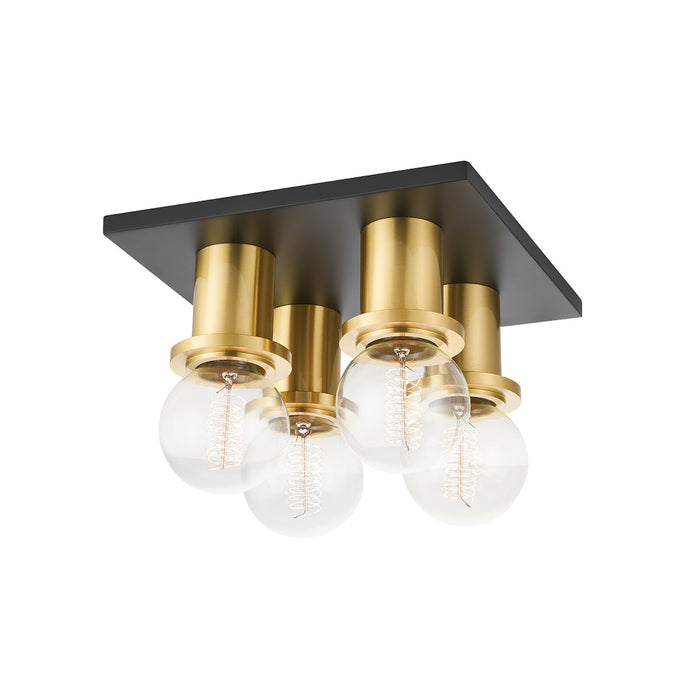 Mitzi H526504-AGB/SBK Four Light Flush Mount, Aged Brass/Soft Black