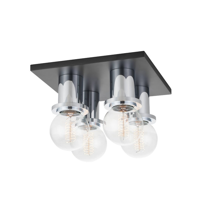Mitzi H526504-PC/SBK Four Light Flush Mount, Polished Chrome/Soft Black
