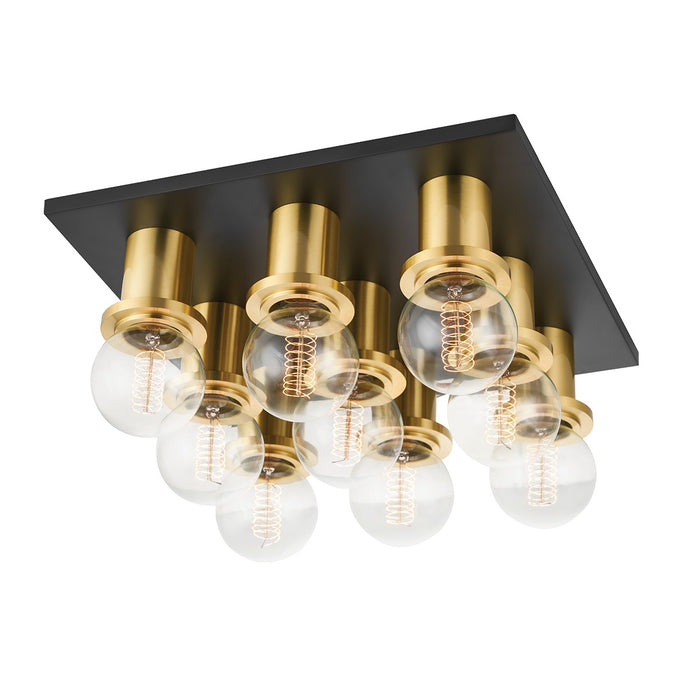 Mitzi H526509-AGB/SBK Nine Light Flush Mount, Aged Brass/Soft Black