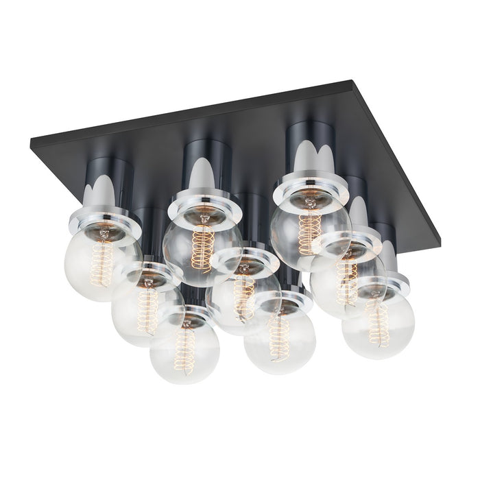 Mitzi H526509-PC/SBK Nine Light Flush Mount, Polished Chrome/Soft Black