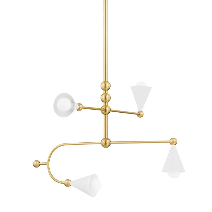 Mitzi H681804-AGB/SWH Four Light Chandelier, Aged Brass/Soft White