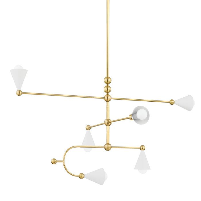 Mitzi H681806-AGB/SWH Six Light Chandelier, Aged Brass/Soft White