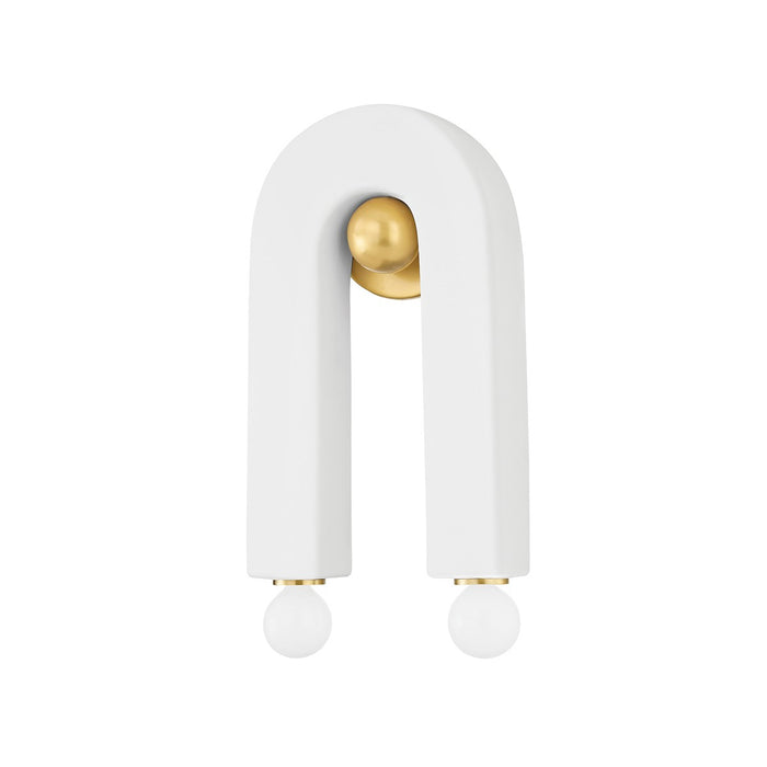 Mitzi H685102-AGB/CMW Two Light Wall Sconce, Aged Brass/Ceramic Raw Matte White