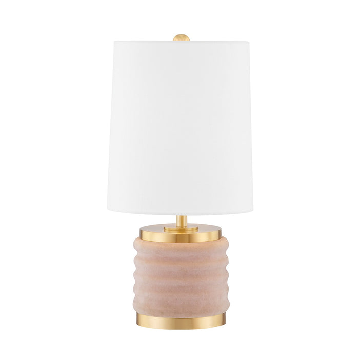 Mitzi HL561201-AGB/BLSH One Light Table Lamp, Aged Brass/Blush Combo