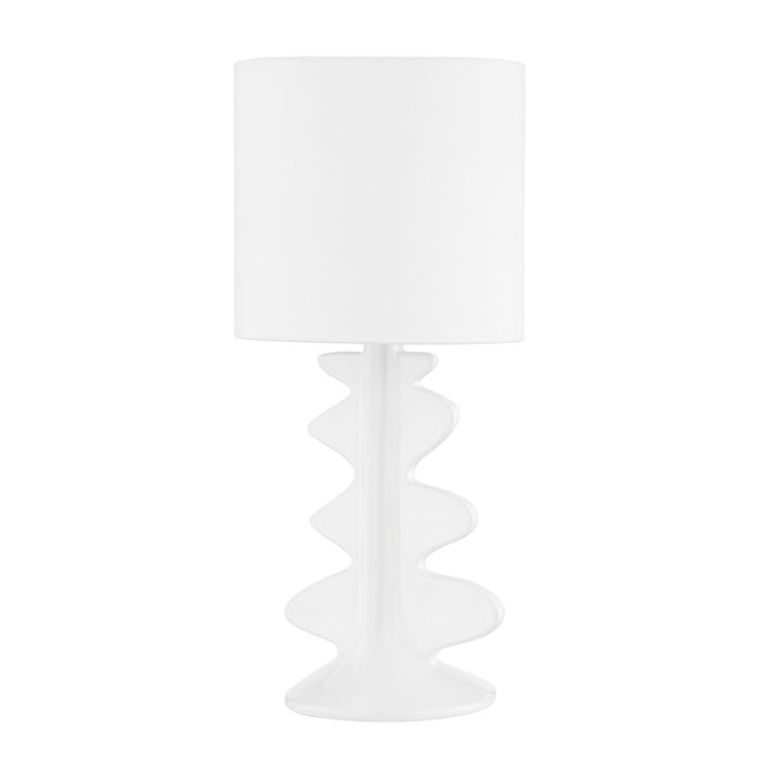 Mitzi HL684201-AGB/CGW One Light Table Lamp, Aged Brass/Ceramic Gloss White
