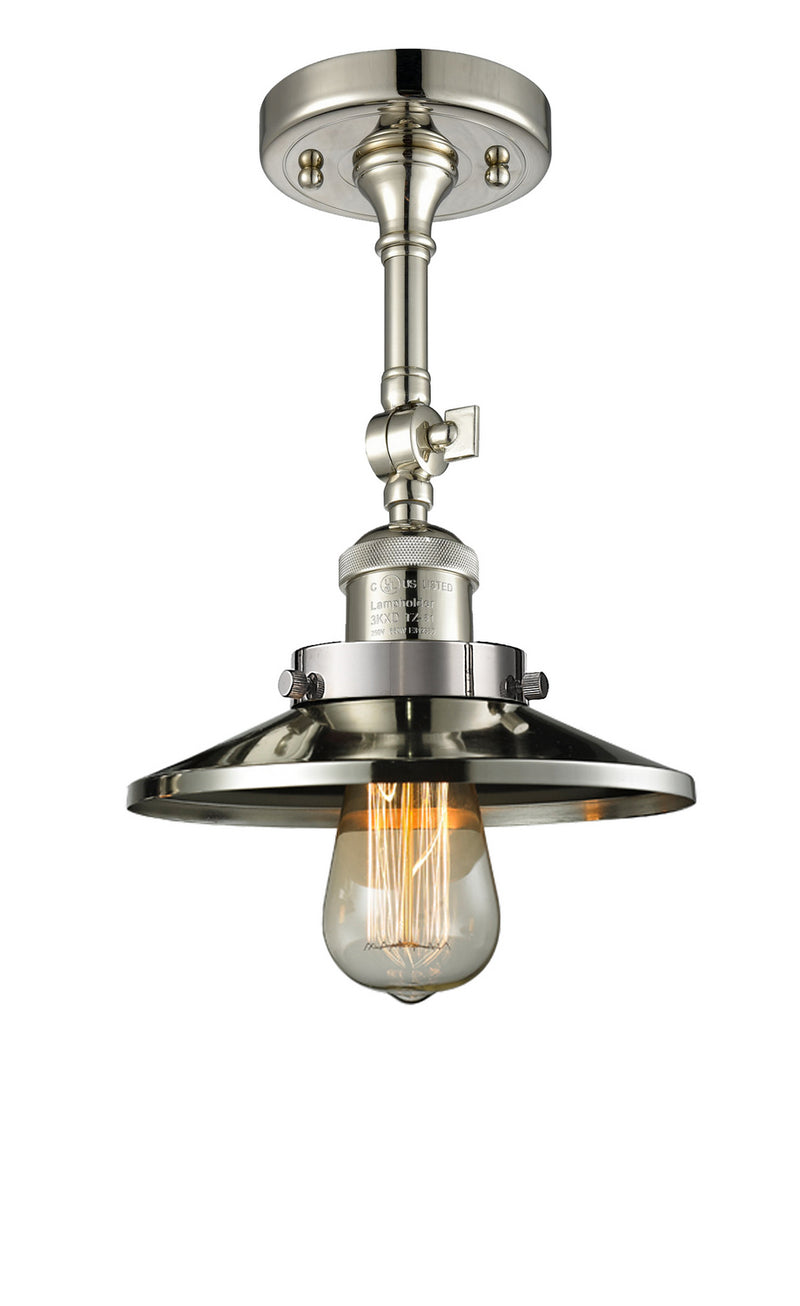 Innovations 201F-PN-M1 One Light Semi-Flush Mount, Polished Nickel