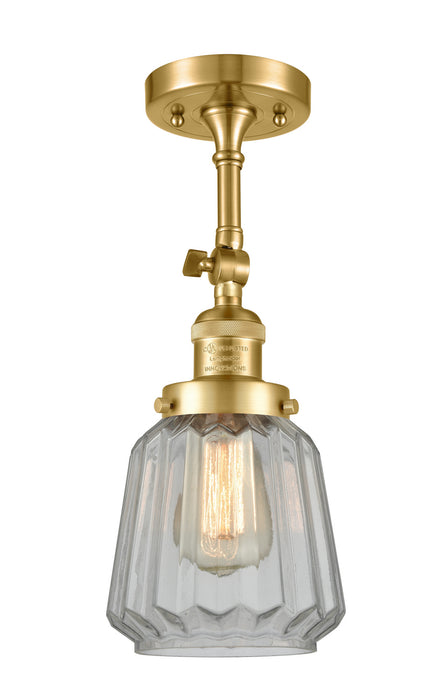 Innovations 201F-SG-G142 One Light Semi-Flush Mount, Satin Gold