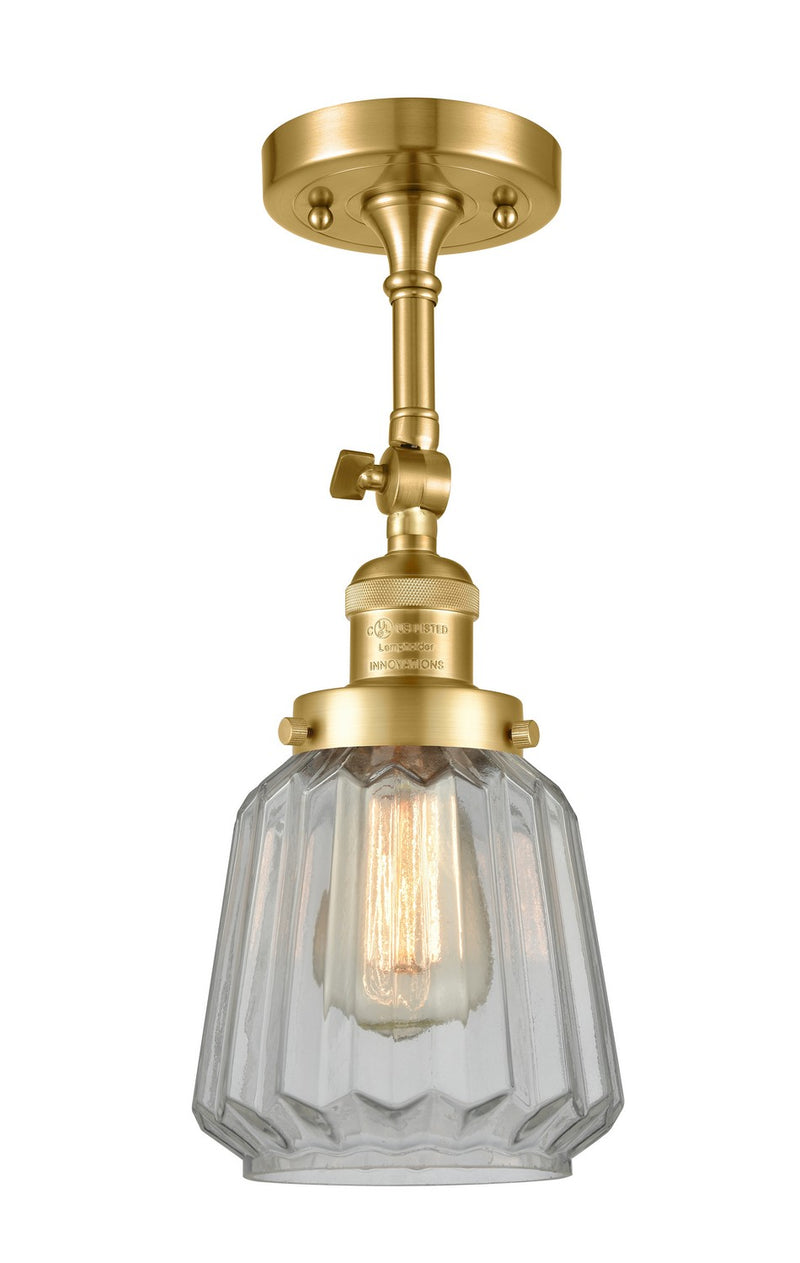 Innovations 201F-SG-G142-LED LED Semi-Flush Mount, Satin Gold