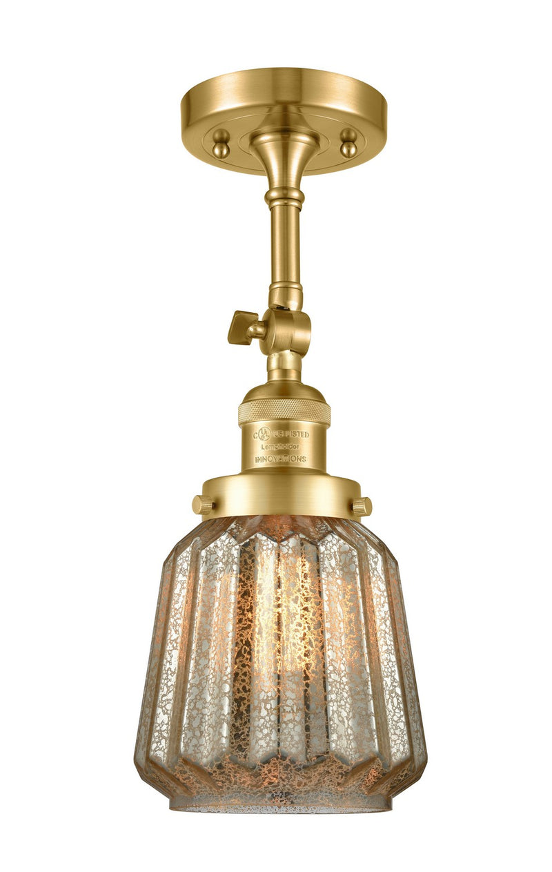 Innovations 201F-SG-G146-LED LED Semi-Flush Mount, Satin Gold