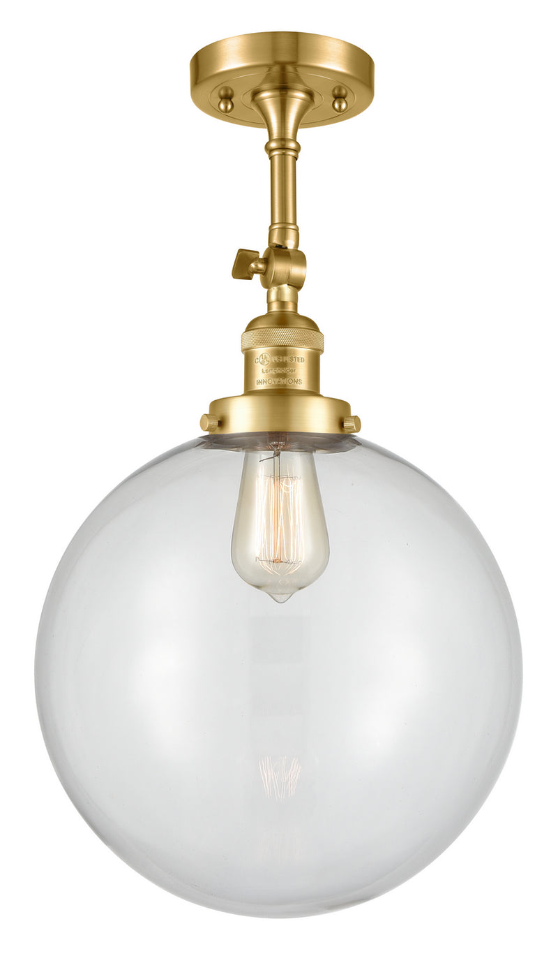 Innovations 201F-SG-G202-12 One Light Semi-Flush Mount, Satin Gold
