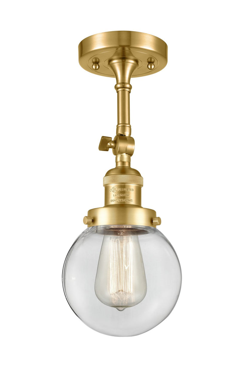 Innovations 201F-SG-G202-6-LED LED Semi-Flush Mount, Satin Gold