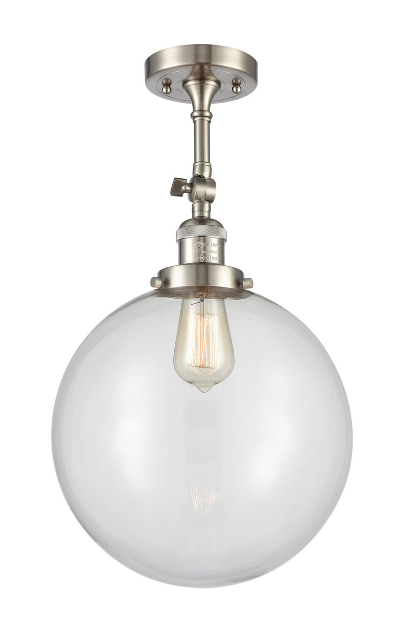 Innovations 201F-SN-G202-12 One Light Semi-Flush Mount, Brushed Satin Nickel