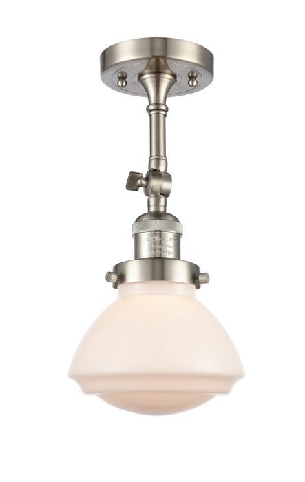 Innovations 201F-SN-G321 One Light Semi-Flush Mount, Brushed Satin Nickel