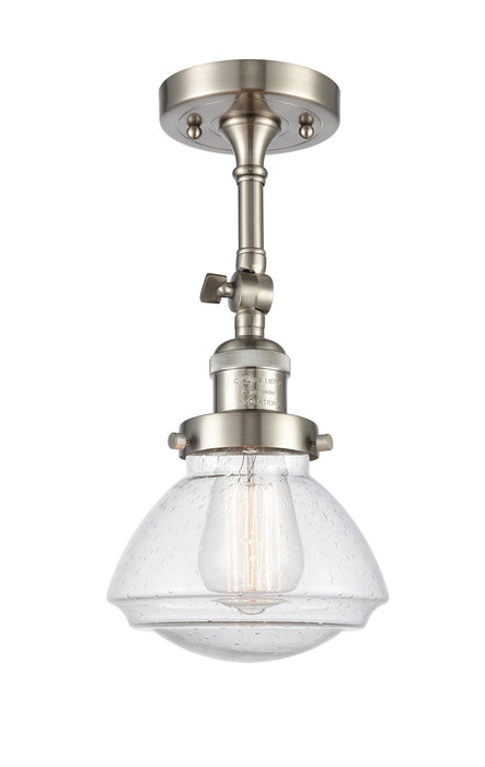 Innovations 201F-SN-G324 One Light Semi-Flush Mount, Brushed Satin Nickel