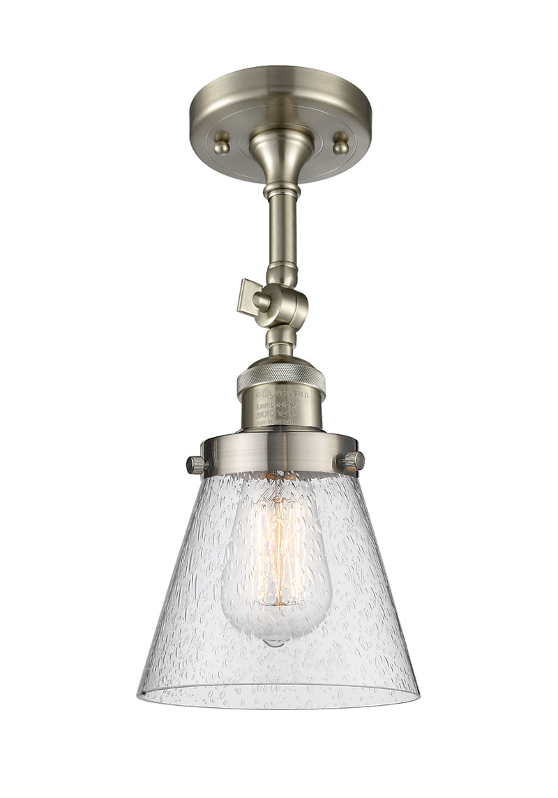 Innovations 201F-SN-G64 One Light Semi-Flush Mount, Brushed Satin Nickel