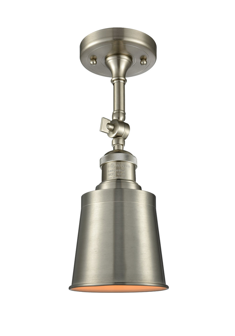 Innovations 201F-SN-M9-SN One Light Semi-Flush Mount, Brushed Satin Nickel