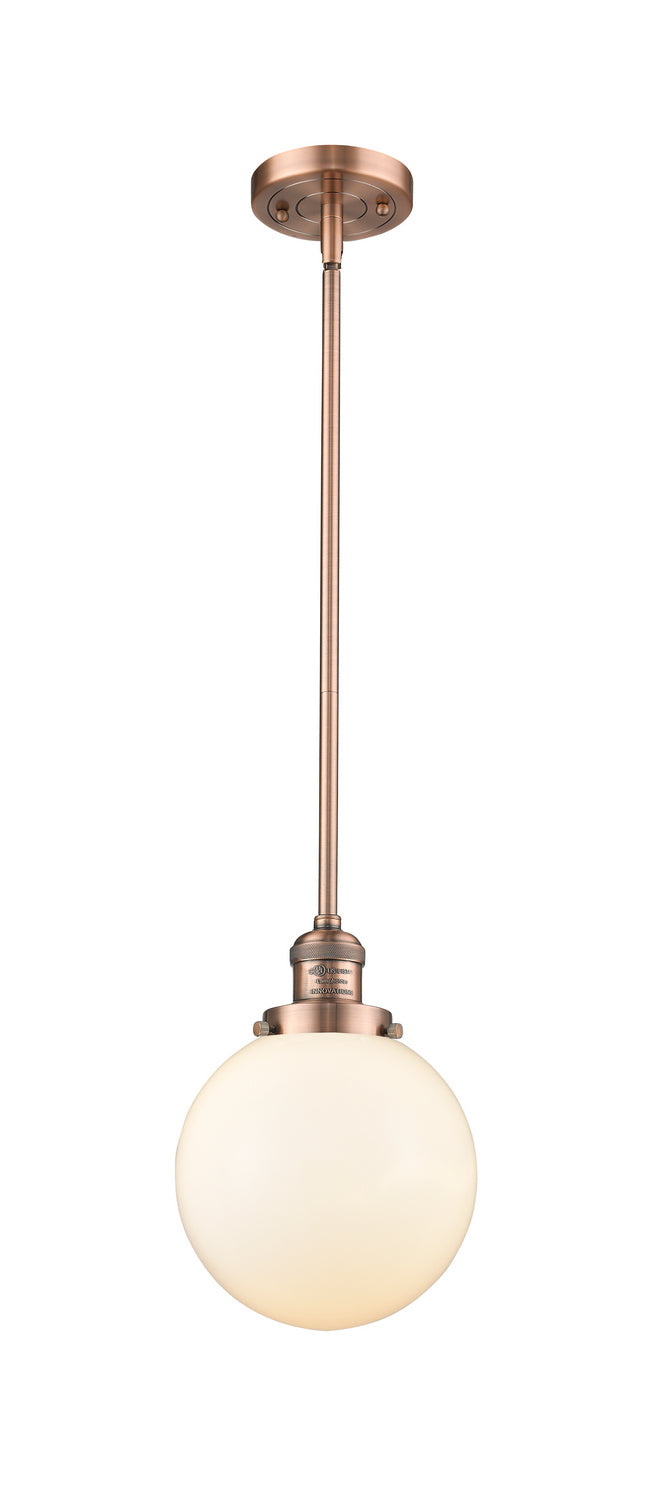 Innovations 201S-AC-G201-8 One Light Mini Pendant, Antique Copper