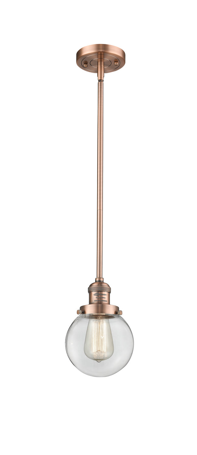 Innovations 201S-AC-G202-6 One Light Mini Pendant, Antique Copper