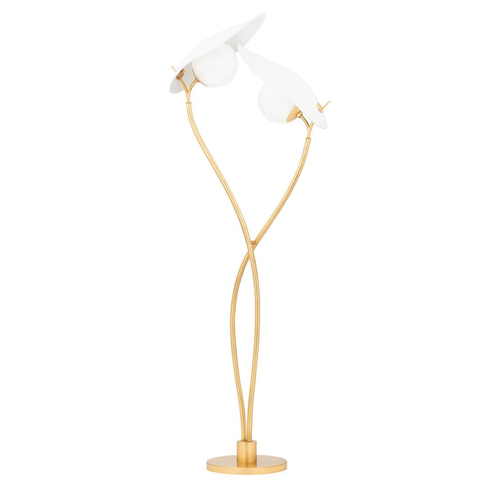 Hudson Valley KBS1749401-GL/TWH Two Light Floor Lamp, Gold Leaf/Textured On White Combo