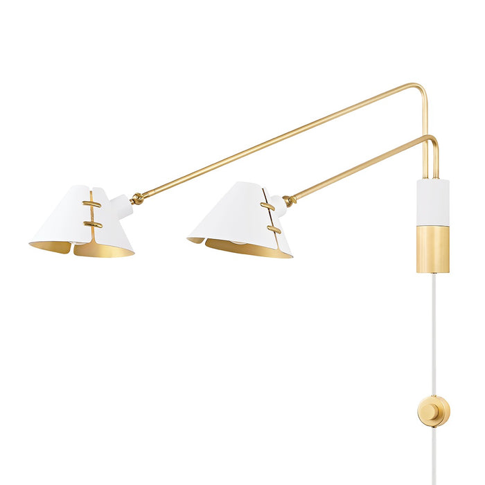 Hudson Valley KBS1752102-AGB/SWH Two Light Wall Sconce, Aged Brass/Soft White