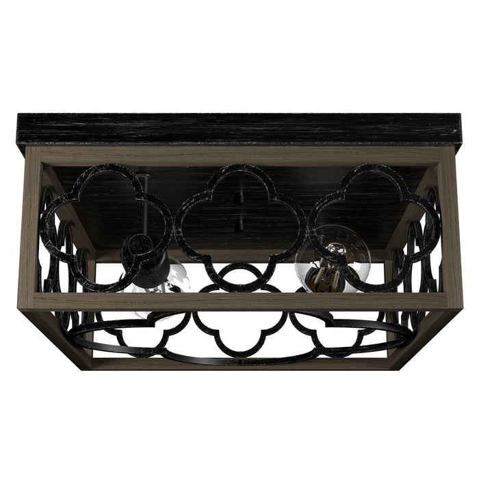 Hunter 19392 Two Light Flush Mount, French Oak